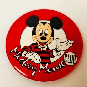 Vintage Mickey Mouse Club Button 3" 1990s with original tag Walt Disney